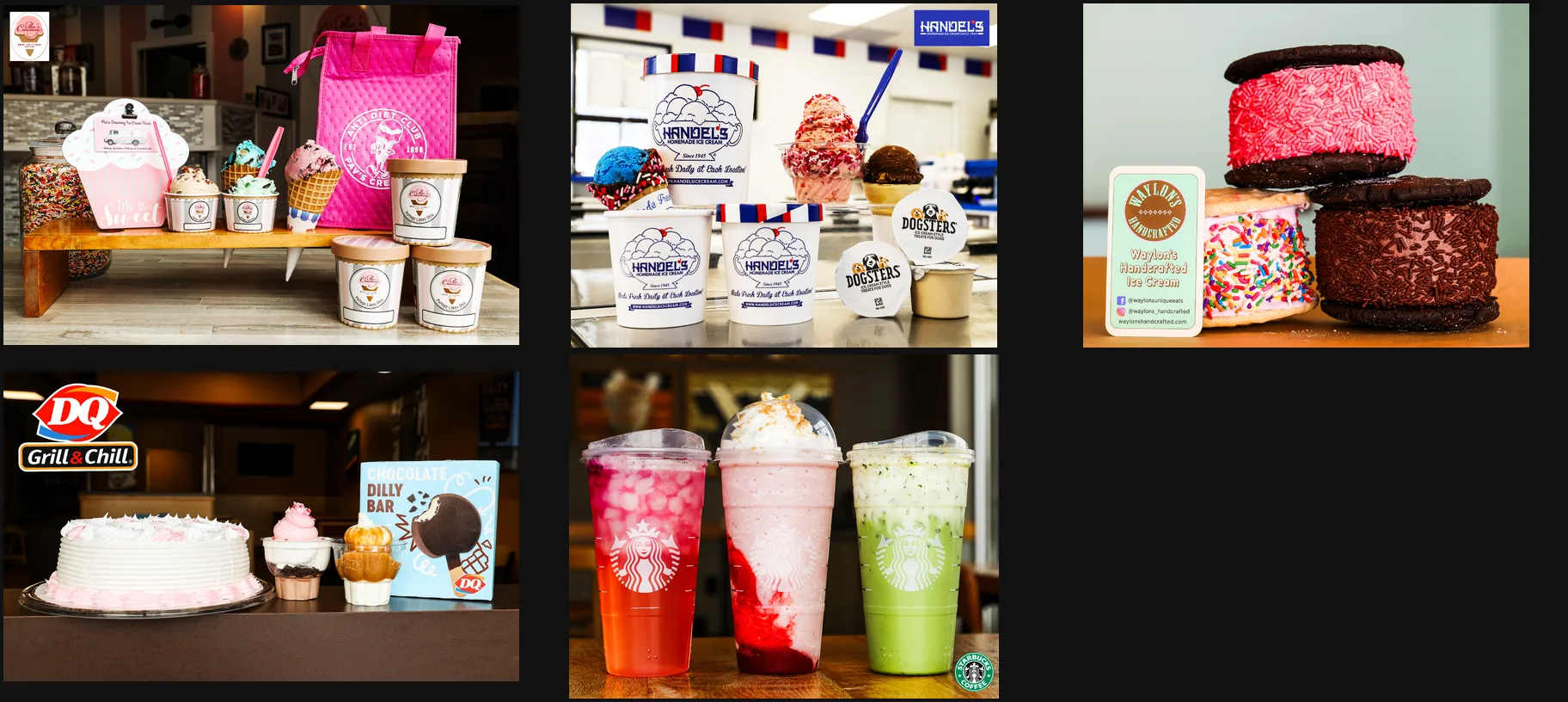 Ice cream and beverage sponsors — Pav's Creamery, Handel's, Waylon's, Dairy Queen, Starbucks
